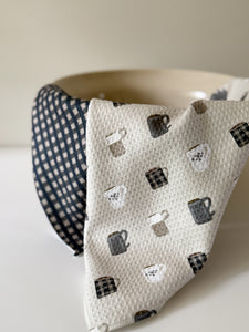 Navy Gingham Waffle Kitchen Towel