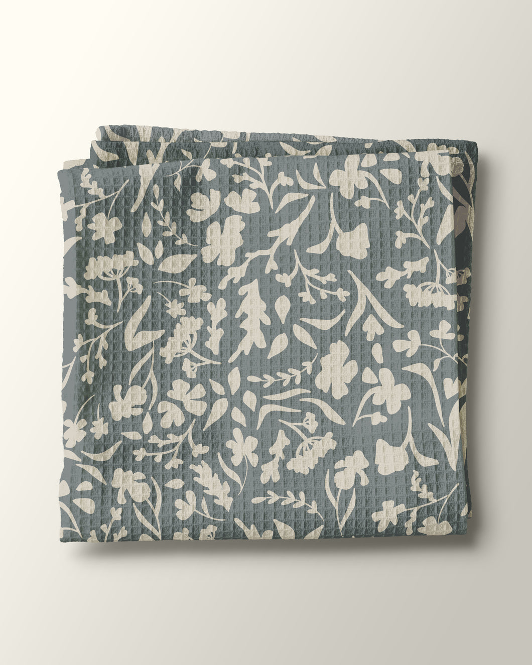 Florals in Haze Blue Waffle Kitchen Towel