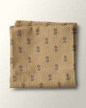 Load image into Gallery viewer, Vintage Posies in Mustard Waffle Kitchen Towel
