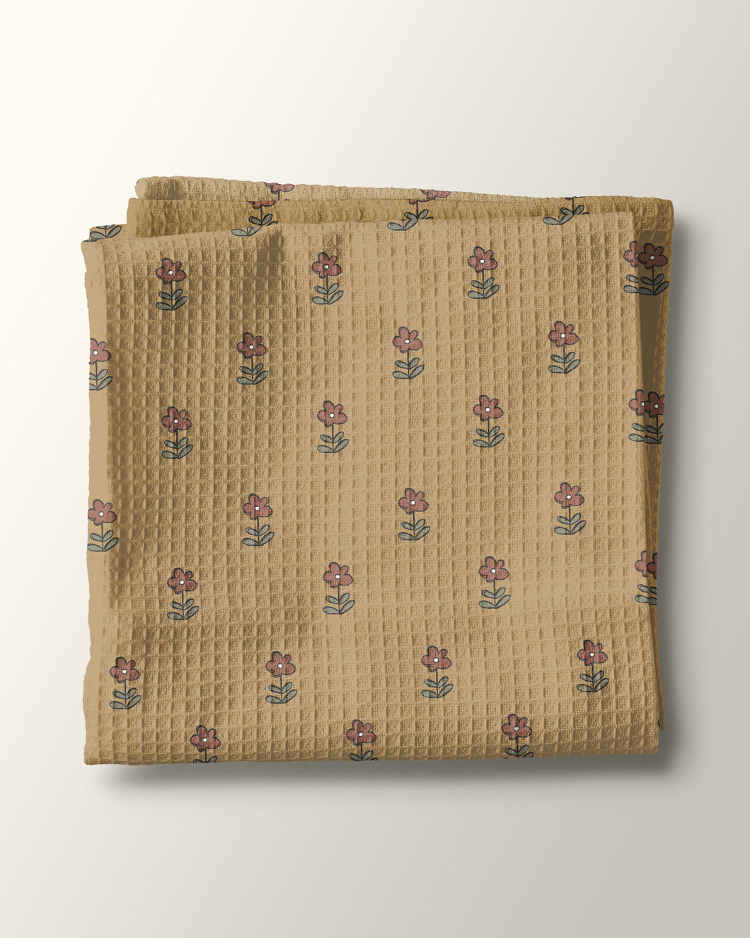 Vintage Posies in Mustard Waffle Kitchen Towel