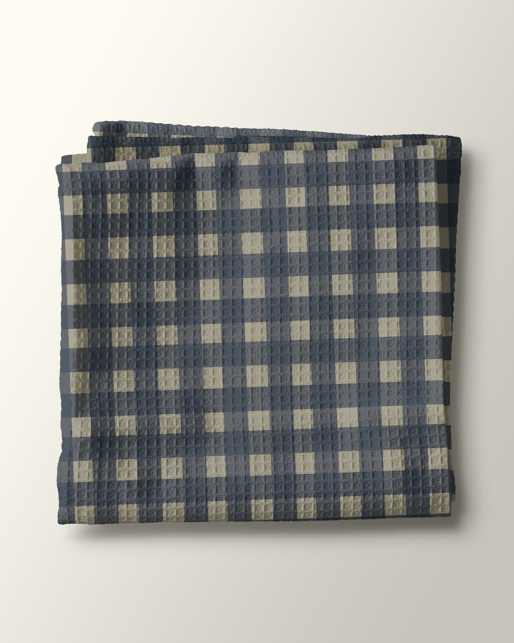 Navy Gingham Waffle Kitchen Towel