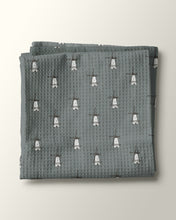 Load image into Gallery viewer, Windmills in Dusty Blue Kitchen Waffle Towel
