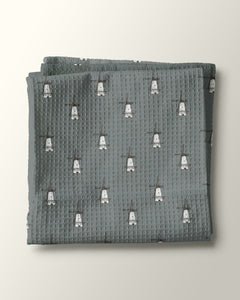 Windmills in Dusty Blue Kitchen Waffle Towel
