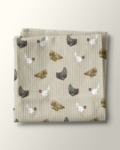 Chicken Flock Waffle Kitchen Towel