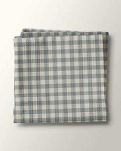 Haze Blue Gingham Waffle Kitchen Towel