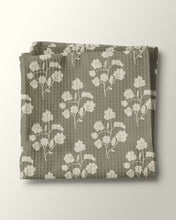 Load image into Gallery viewer, Geranium Foliage in Rural Green Waffle Kitchen Towel
