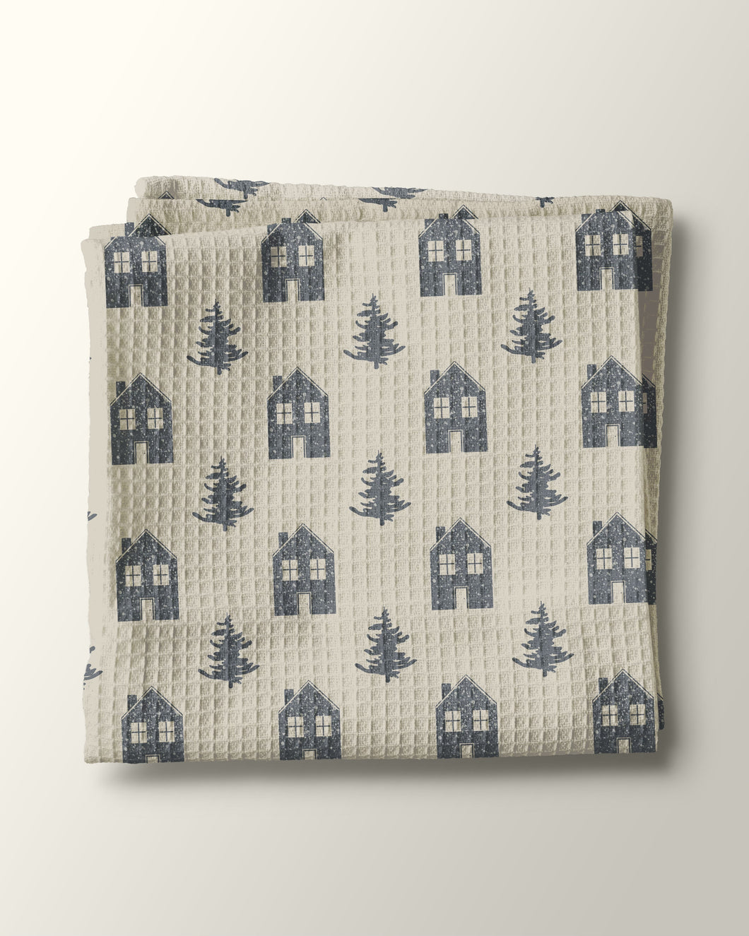 IMPERFECT Winter Houses Waffle Kitchen Towel